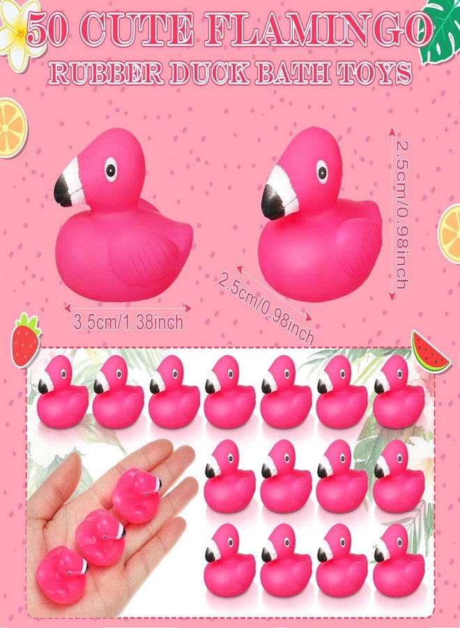 Vertintong 50 Pcs Mini Flamingo Rubber Duck Bulk Pink Flamingos Bath Toys Floating Squeaky Toy Cute Rubber Duckies for Baby Shower Cake Decoration Classroom Prizes Holiday - Image 3